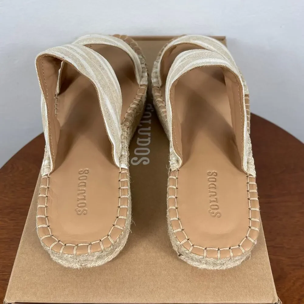 New Soludos Aarin Espadrille Sandals in Tan / Ivory Women's Size 6.5